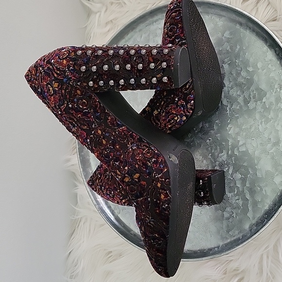 Jessica Simpson Bainer velvet studded block heel womens size 10M - Picture 9 of 13